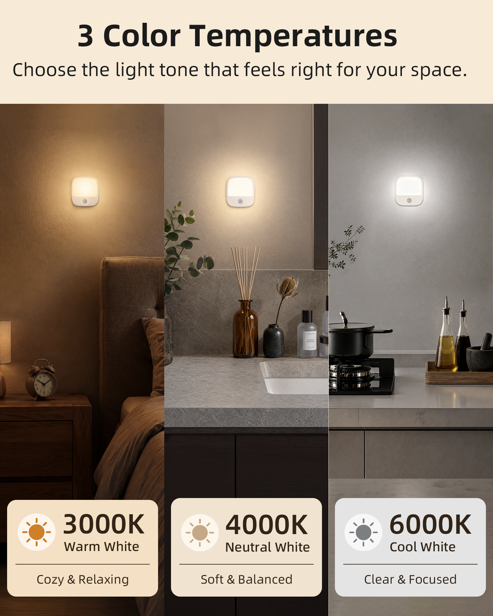 EZVALO Rechargeable Motion Sensor Night Lights, 4 Pack Magnetic Stick-On LED Lights, 3 Color Temperatures, 10%-100% Dimming & Memory, 1000mAh Light for Closet, Bedroom, Hallway, Stairs, Bathroom