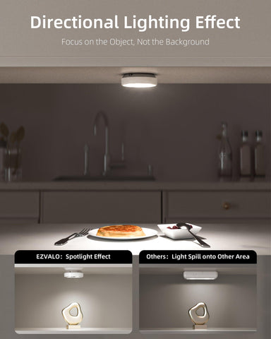EZVALO Led Puck Lights Group Control Under Cabinet Lights with Remote