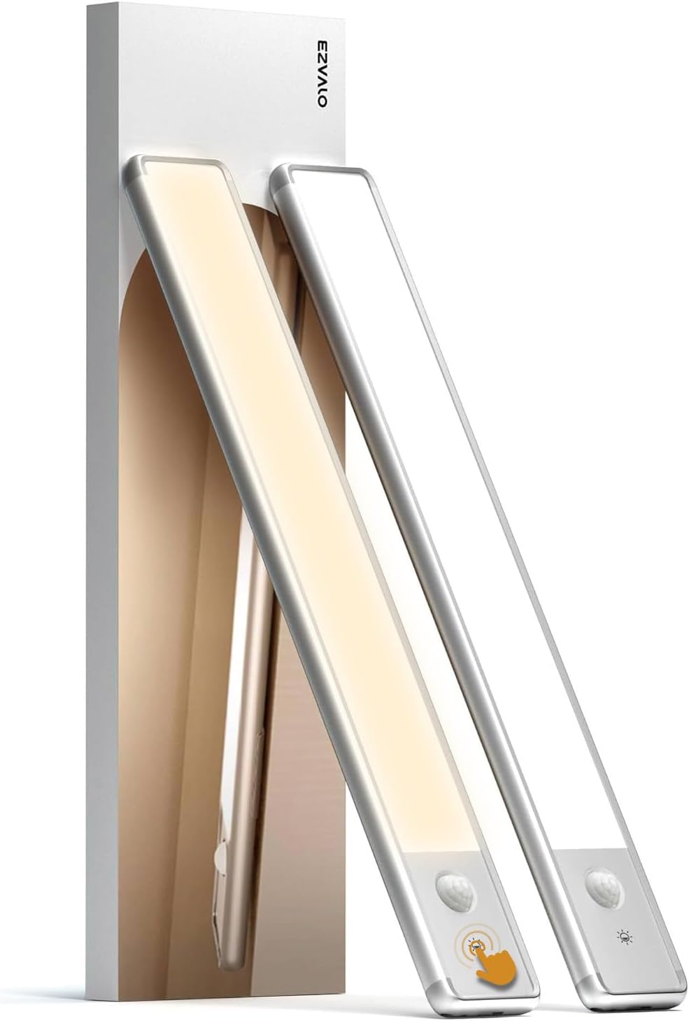 EZVALO 11.8 - inch Under Cabinet Lighting, 3 Color Temperatures, Rechargeable Motion Sensor Light Indoor, LED Magnetic Lights with Dimmable for Kitchen, Stairs, Pantry, Closet - EZVALO