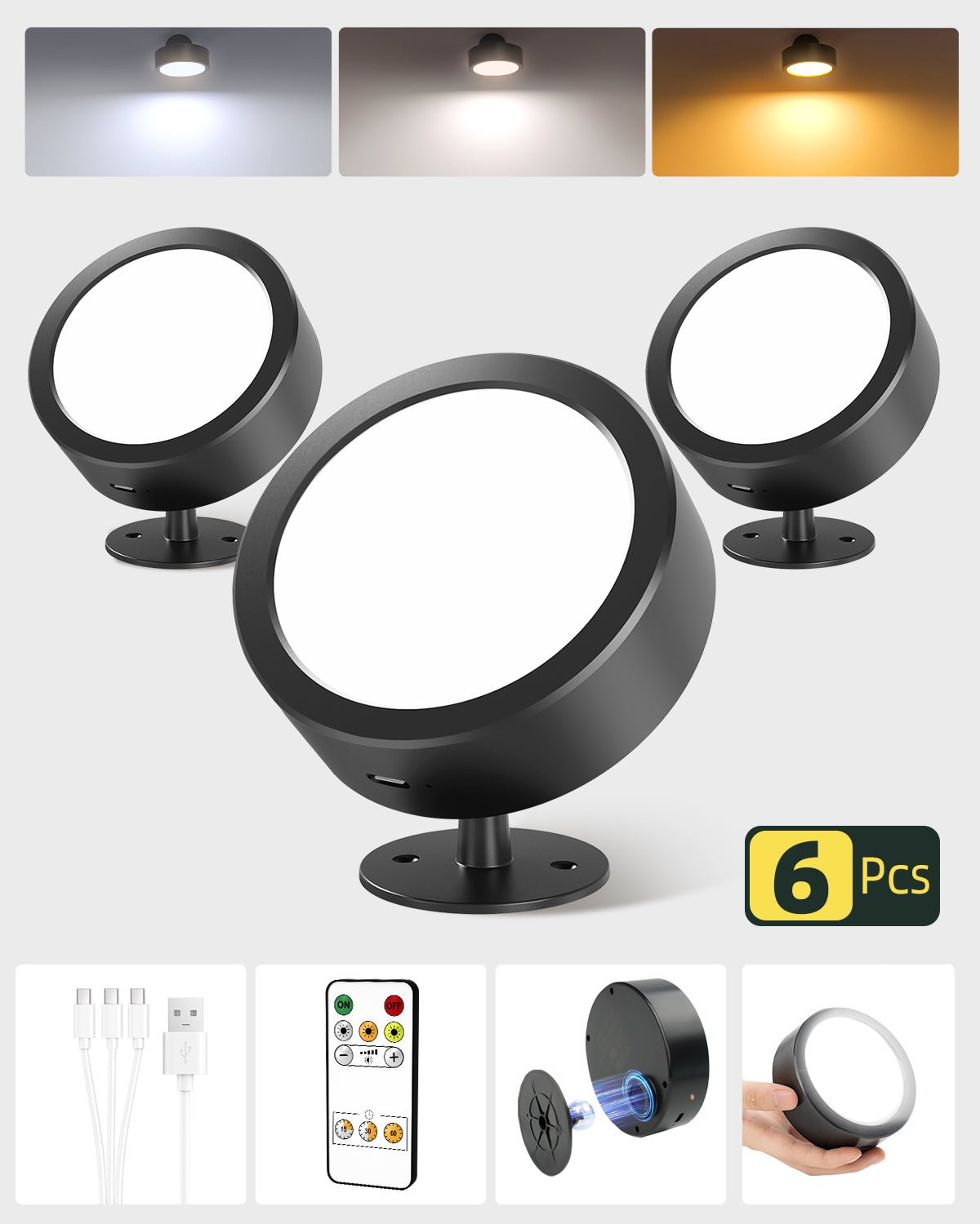 EZVALO 360°Rotation Remote and Touch Control LED Wall Mounted Lights - EZVALO