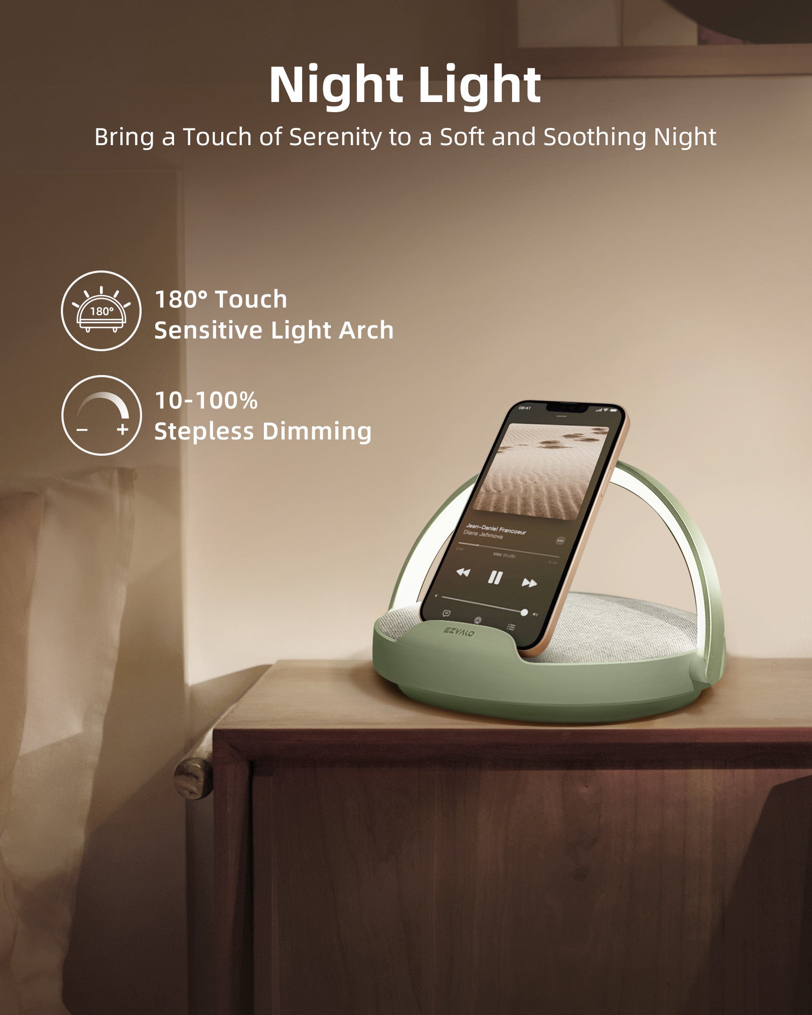 EZVALO 4 in 1 Portable Bedside Lamp Bluetooth Speaker - EZVALO
