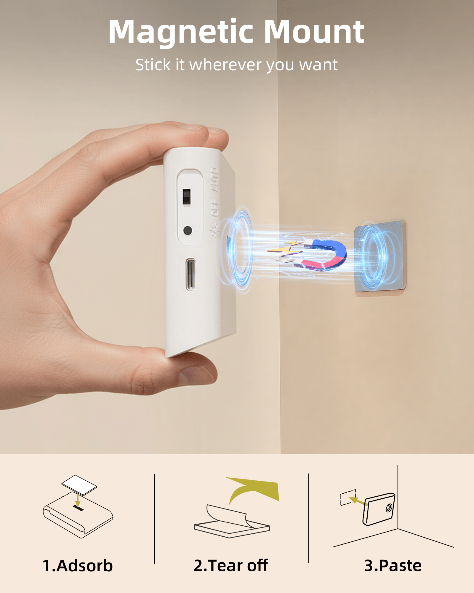 EZVALO 6 Pack Motion Sensor Night Lights, Sync LED Stair Lights Indoor, 1500mAh Rechargeable, Magnetic & Dimmable, 3000K Soft White, Portable Nightlight for Hallway, Stairs, Bathroom, Bedroom - EZVALO