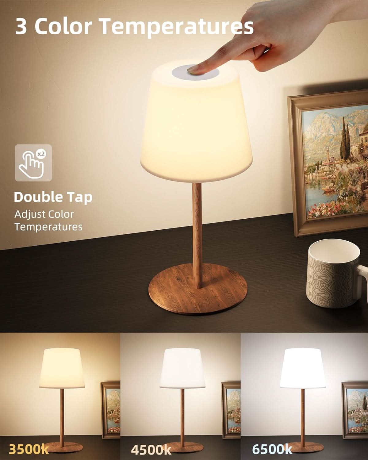 EZVALO Outdoor Battery Operated Cordless Table Lamp Waterproof - EZVALO