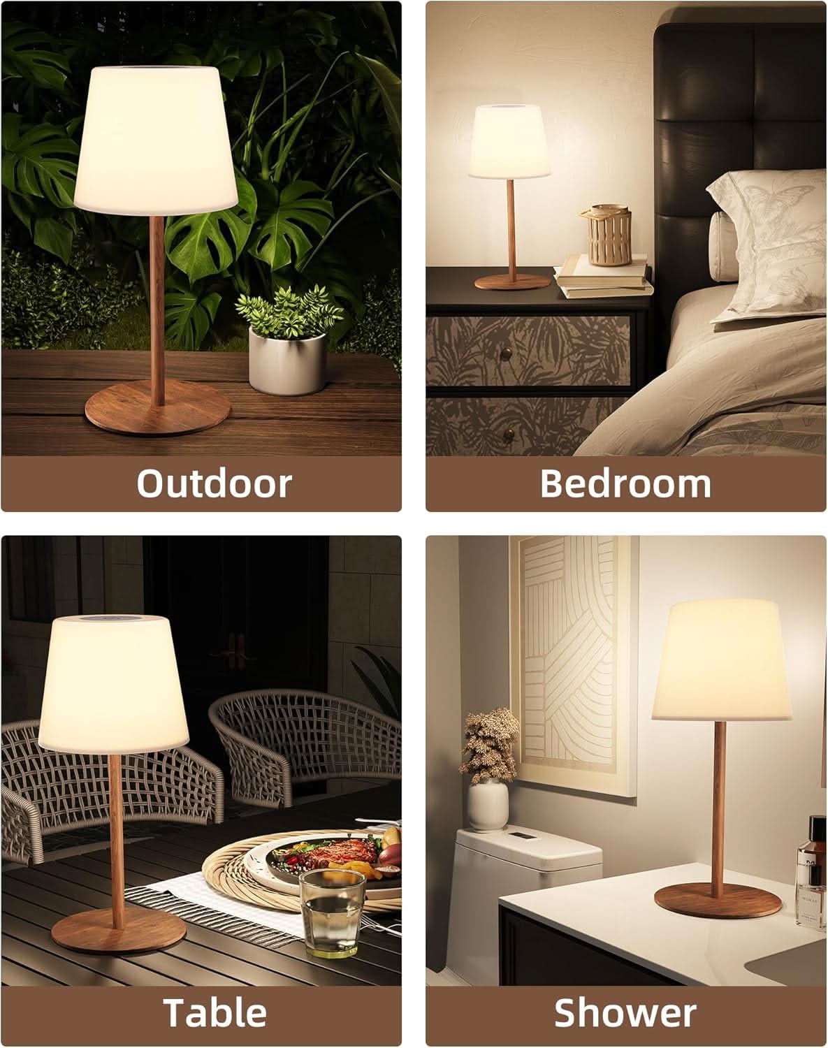 EZVALO Outdoor Battery Operated Cordless Table Lamp Waterproof - EZVALO