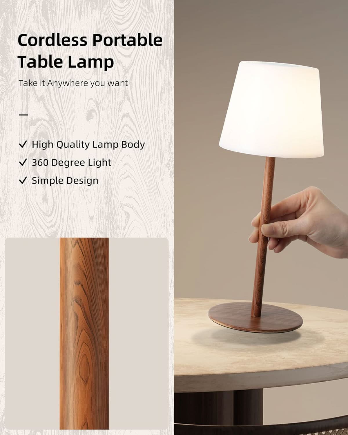 EZVALO Outdoor Battery Operated Cordless Table Lamp Waterproof - EZVALO