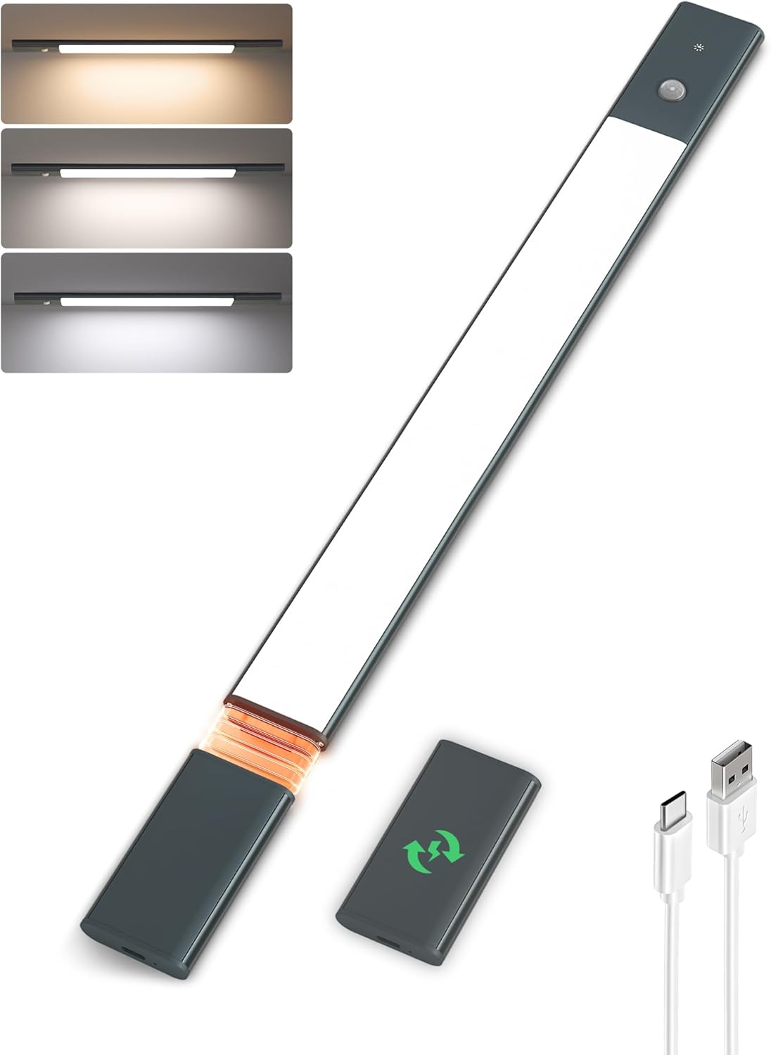 EZVALO Under Cabinet Lighting, 2200mAh Closet Lights with 2 Extra Batteries, 3 Color Temps Motion Sensor Lights Indoor, LED Lights for Closet, Pantry, Kitchen - EZVALO