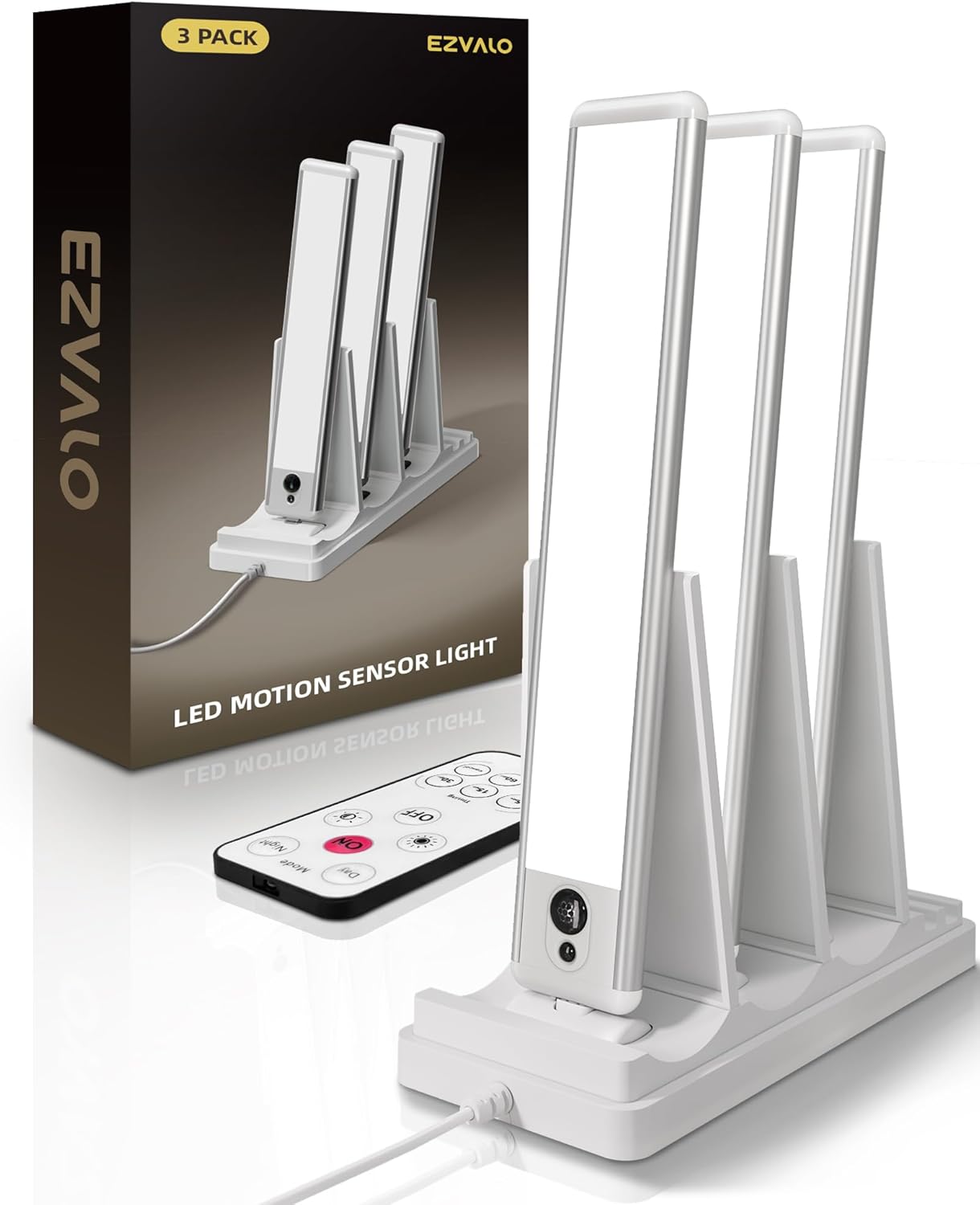 EZVALO Under Cabinet Lights, LED Closet Lights Wireless USB Charging, Motion Sensor Lighting Indoor 5700K Dimmable with Remote Control (White) 5 Pack - EZVALO