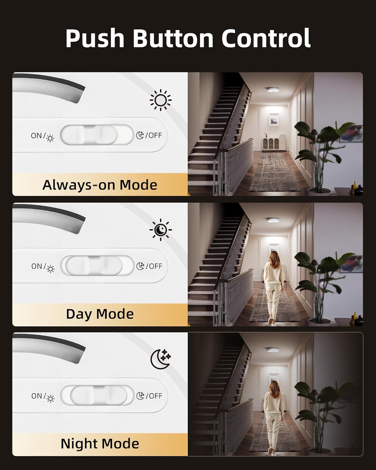 Motion Sensor Light Indoor, 2 - Pack, 10000mAh, 7.1inch, 400LM, Remote Control, Dimmable, LED, Flush Mount, Wireless, Rechargeable, Battery Operated, Cordless, Ceiling Light, Closet Light, No Wiring - EZVALO