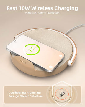 EZVALO EzFlex S Bedside Lamp Wireless Charger, Dimmable LED Night Light, Bluetooth Speaker