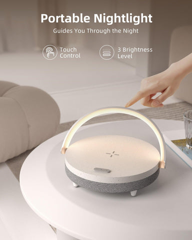 LED Night Light EZVALO Music Bedside Lamp with Wireless Charger 4