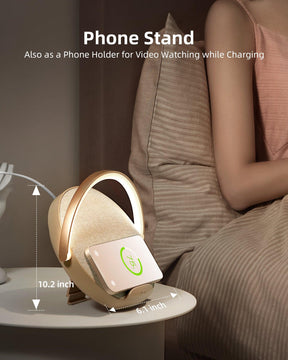 EZVALO EzFlex S Bedside Lamp Wireless Charger, Dimmable LED Night Light, Bluetooth Speaker