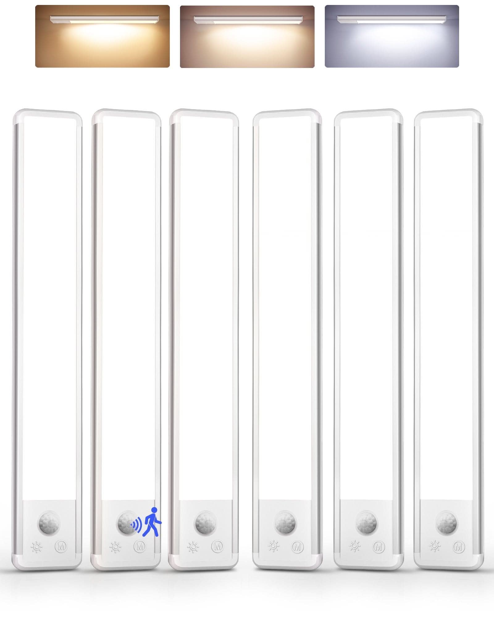 EZVALO 11.8-inch Under Cabinet Lighting, 3 Color Temperatures, 2400 mAh Rechargeable Motion Sensor Light Indoor, LED Magnetic Wireless Light with Dimmable for Kitchen, Stairs, Pantry, Closet