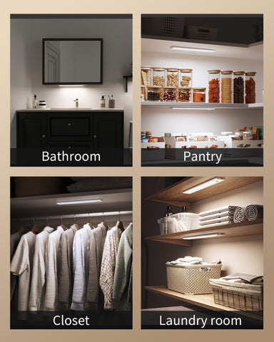 EZVALO 2 Pack 10in Under Cabinet Lights, 52 LED Motion Sensor Light for Small Spaces, 1800mAh Rechargeable, Stepless Dimmable, Magnetic Wireless Closet Lighting for Small Drawers, Narrow Cabinets