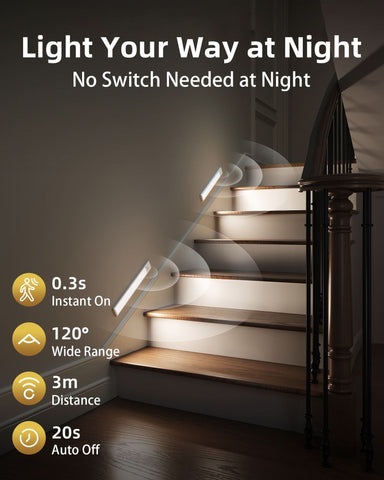 EZVALO 2 Pack 12in Under Cabinet Lights, 82 LED Motion Sensor Light for Large Areas, 2200mAh Rechargeable, Stepless Dimmable, Magnetic Wireless Closet Lighting for Kitchen Cabinets