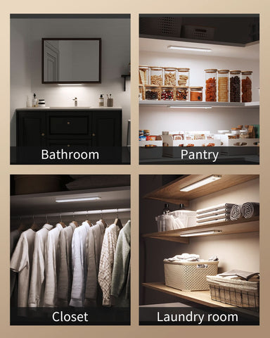 EZVALO 2 Pack 12in Under Cabinet Lights, 82 LED Motion Sensor Light for Large Areas, 2200mAh Rechargeable, Stepless Dimmable, Magnetic Wireless Closet Lighting for Kitchen Cabinets