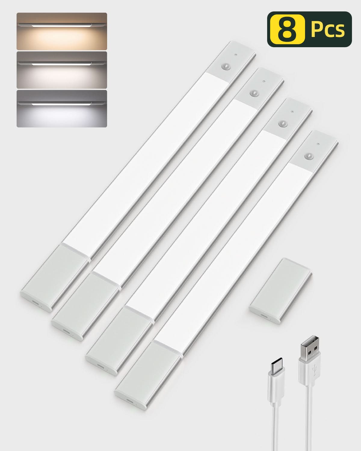 EZVALO 20" Rechargeable Motion Sensor Cabinet Battery Powered Led Light - EZVALO