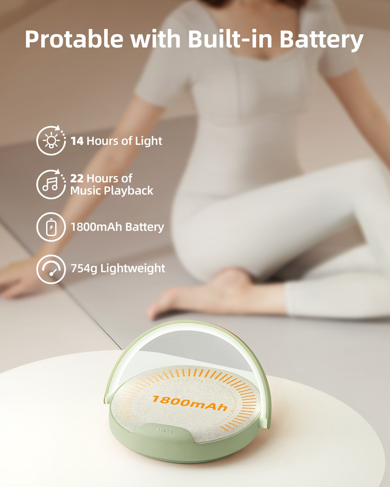 EZVALO 4 in 1 Portable Bedside Lamp Bluetooth Speaker - EZVALO