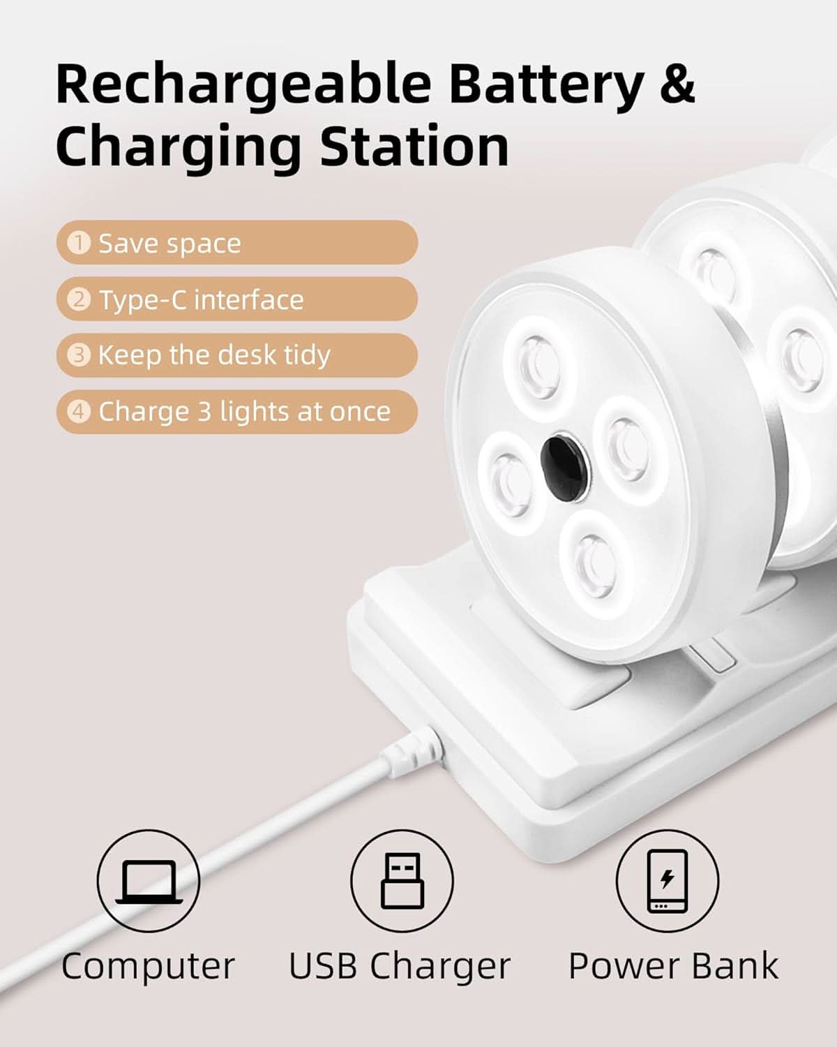 EZVALO Cold White Led Puck Lights Group Control Under Cabinet Lights with Remote Station - EZVALO