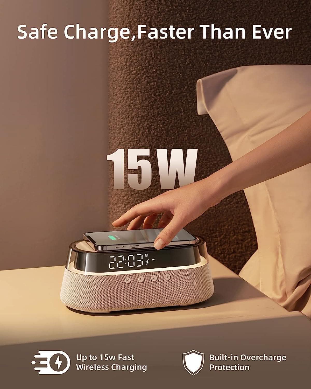 EZVALO EzChrono Pro 6 - in - 1 Radio Alarm Clock with Wireless Charging 15W - EZVALO
