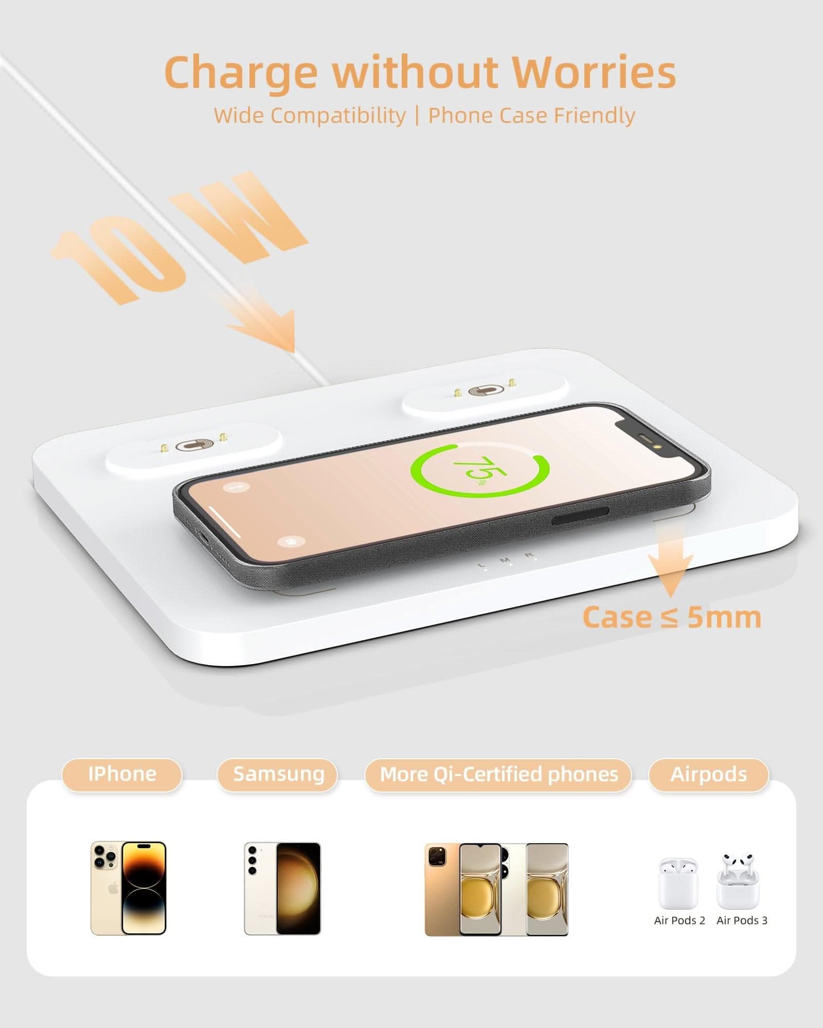 EZVALO EzFlex E 3 - in - 1 gift box with Wireless Phone Charger & LED Night Light & Portable Speaker - White - EZVALO