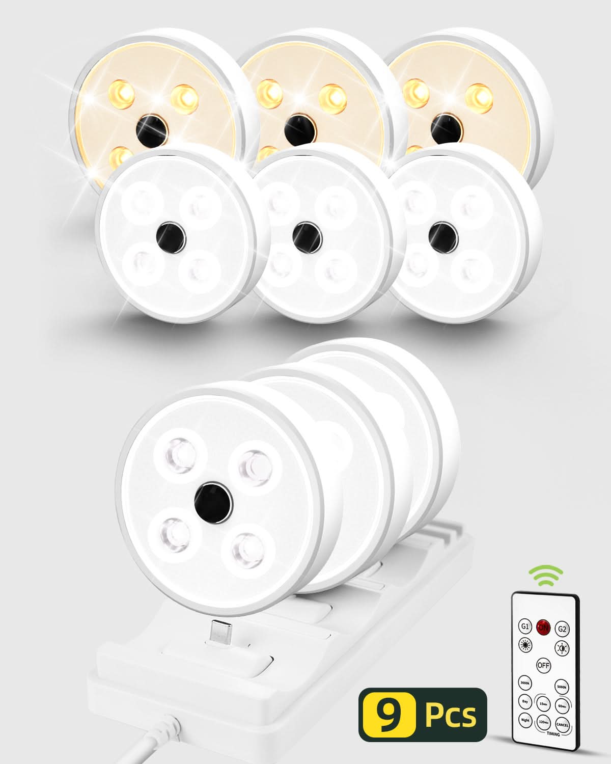 EZVALO Led Puck Lights Pro Group Control Under Cabinet Lights with Remote Station - EZVALO