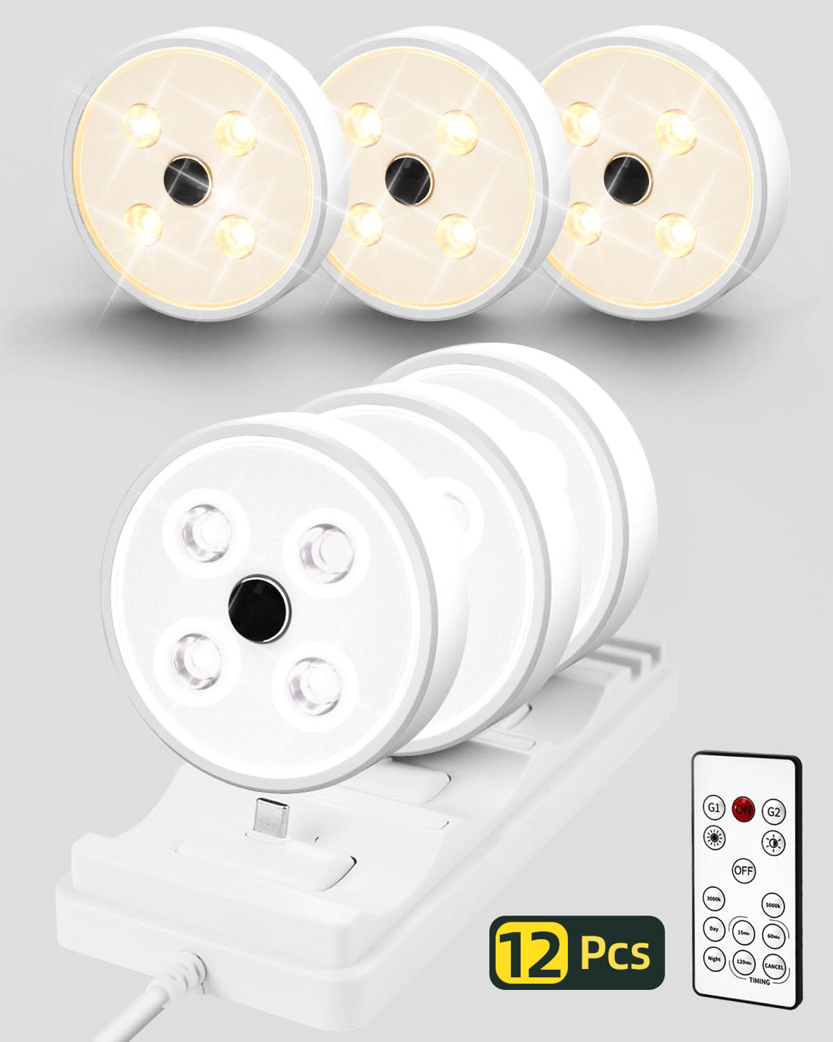 EZVALO Led Puck Lights Pro Group Control Under Cabinet Lights with Remote Station - EZVALO