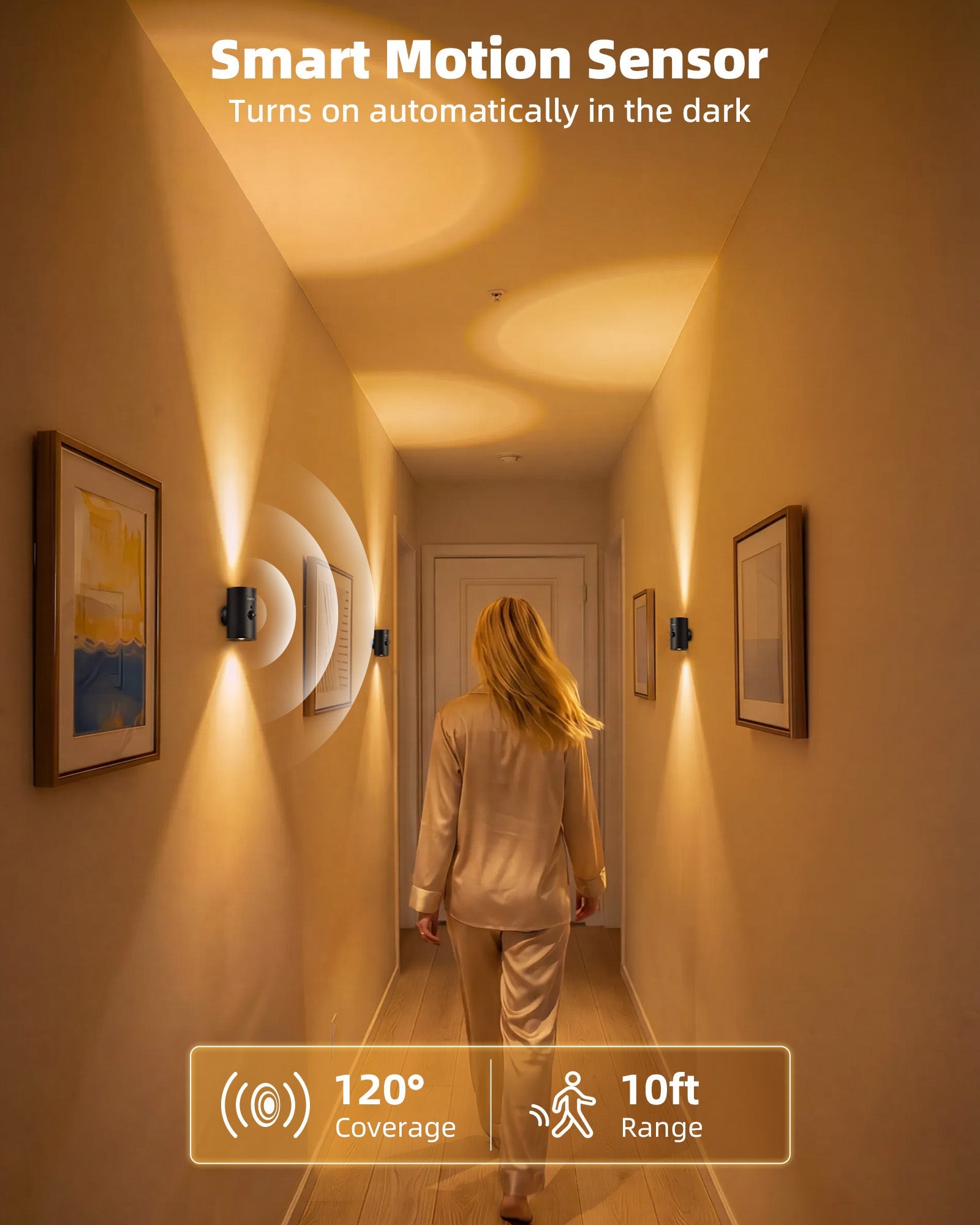 EZVALO Motion Sensor Wall Light, 4000mAh Rechargeable Wall Sconce with Remote, 12 RGB & 3 Color Temps, Up & Down Ambient Lighting for Bedroom, Hallway, Corner Decor (2 Pack, Black) - EZVALO
