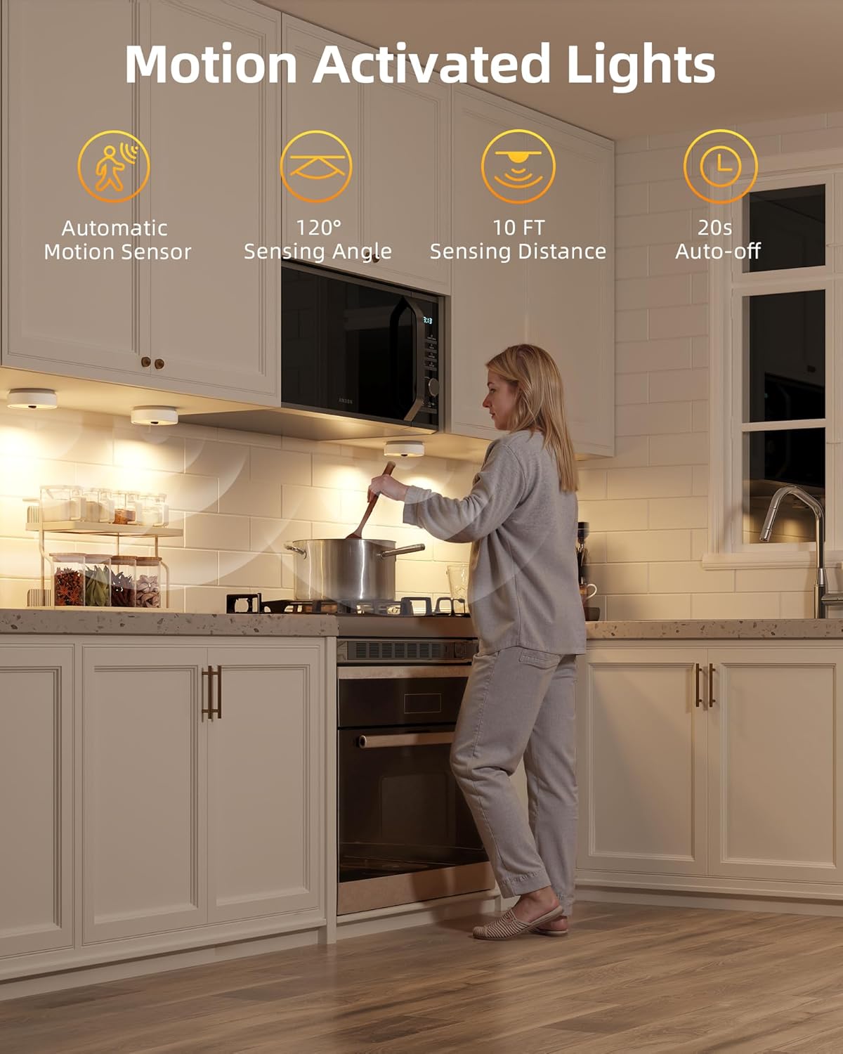 EZVALO Puck Lights with Remote Control, Rechargeable LED Battery Operated, Wireless, Group Control, Dimmable Under Cabinet/ Counter Lighting Closet Light (6 Pack) - EZVALO