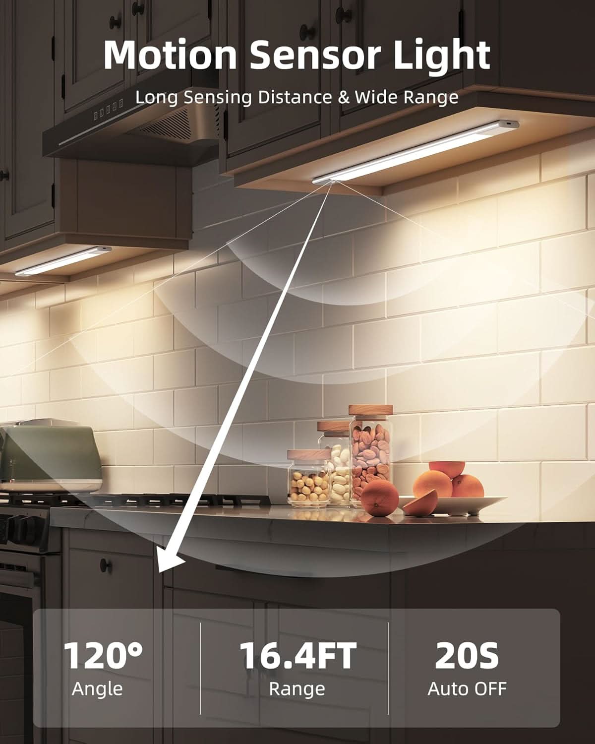 EZVALO Rechargeable Motion Sensor Cabinet Battery Powered Led Light - EZVALO