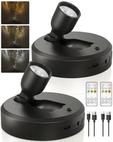 EZVALO Spotlight Indoor with Remote, 4000mAh Rechargeable Battery-Powered Plant Spot Lights, Wireless Mini Uplights with Dimmable & 3-CCT, Timer, Accent Lighting for Pictures, Art, Displays (2-Pack) - EZVALO
