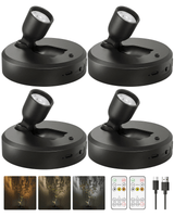 EZVALO Spotlight Indoor with Remote, 4000mAh Rechargeable Battery-Powered Plant Spot Lights, Wireless Mini Uplights with Dimmable & 3-CCT, Timer, Accent Lighting for Pictures, Art, Displays (2-Pack) - EZVALO
