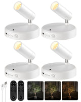 EZVALO Spotlights Indoor with Remote, 5500mAh Rechargeable Picture Lights, Wireless LED Uplighting with Timer＆Dimmable, 3CCT, Display Lights for Plant Painting, Artwork, Accent Lighting (2Pack - Black) - EZVALO