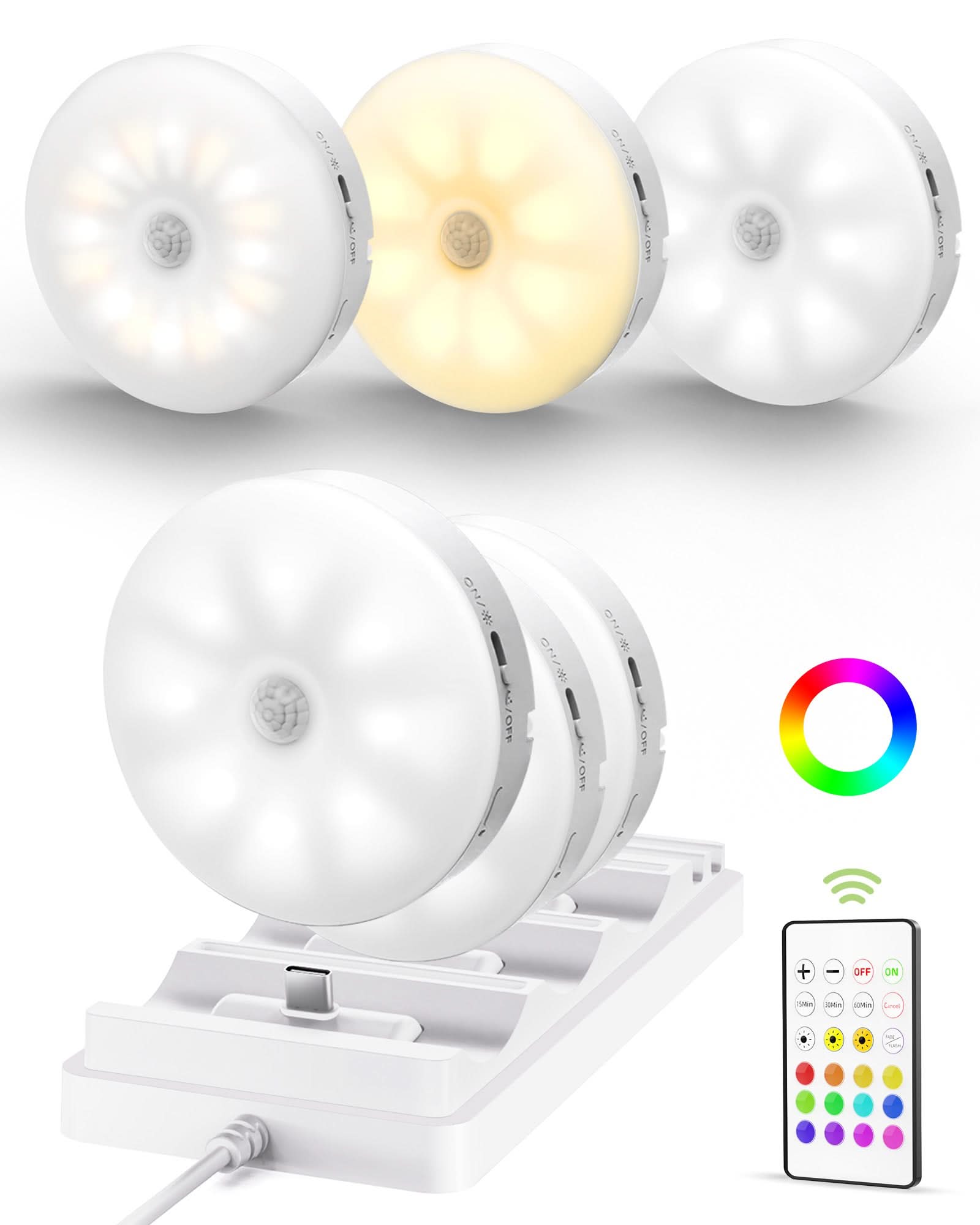 EZVALO Under Cabinet Lighting with Charging Station,1000mAh Rechargeable Puck Lights - EZVALO