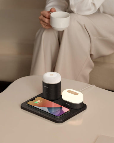 EZVALO EzFlex E 3-in-1 gift box with Wireless Phone Charger & LED Night Light & Portable Speaker- Black