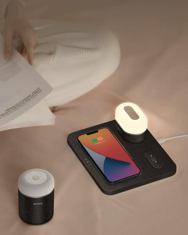 EZVALO EzFlex E 3-in-1 gift box with Wireless Phone Charger & LED Night Light & Portable Speaker- Black