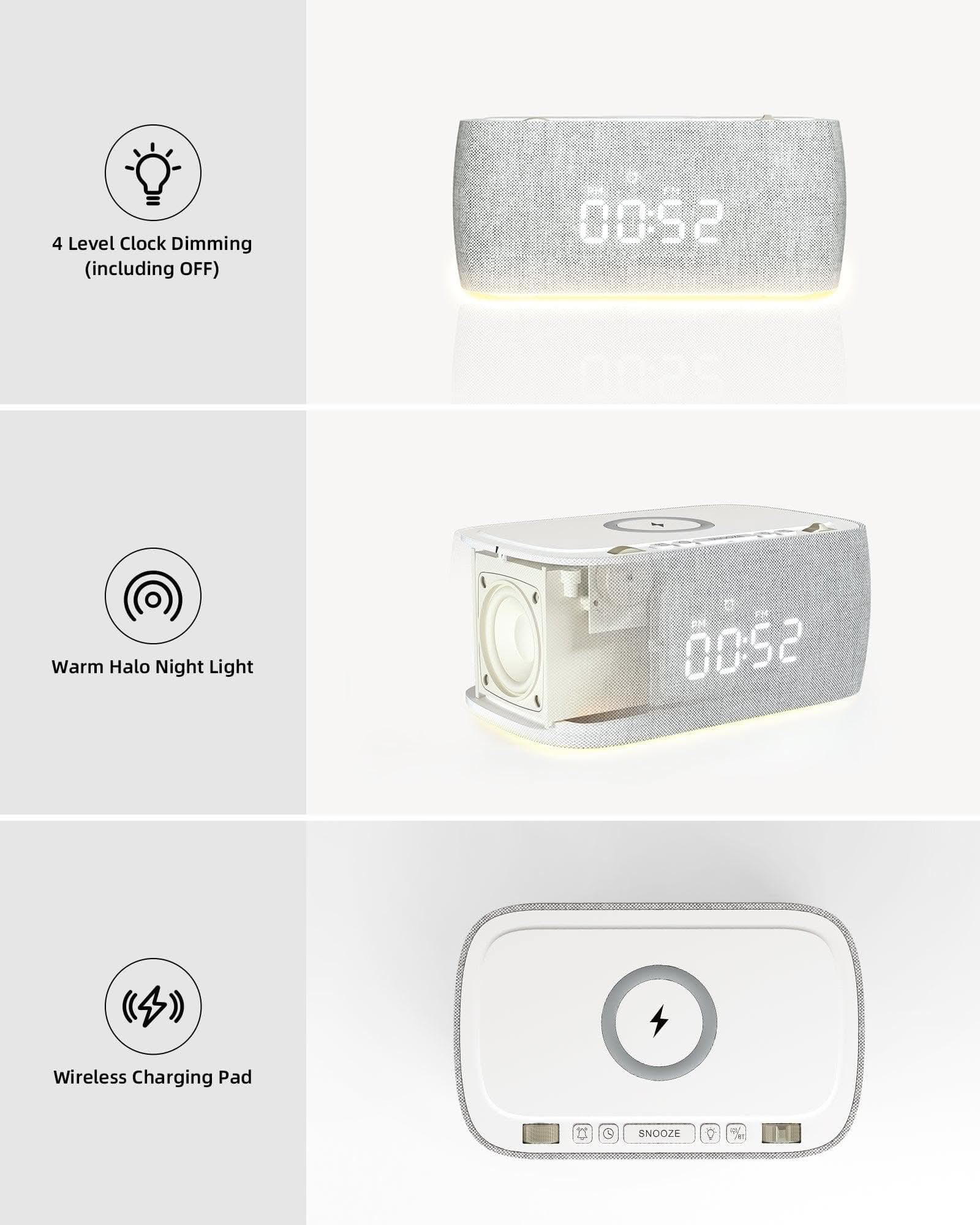 EZVALO EzChrono Air 6 - in - 1 Alarm Clock with Wireless Charger & Night Light - EZVALO